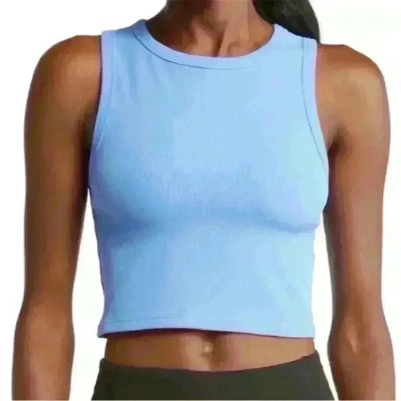 Zella Live In Meet N Greet Ribbed Crop Tank Top L - Picture 1 of 6